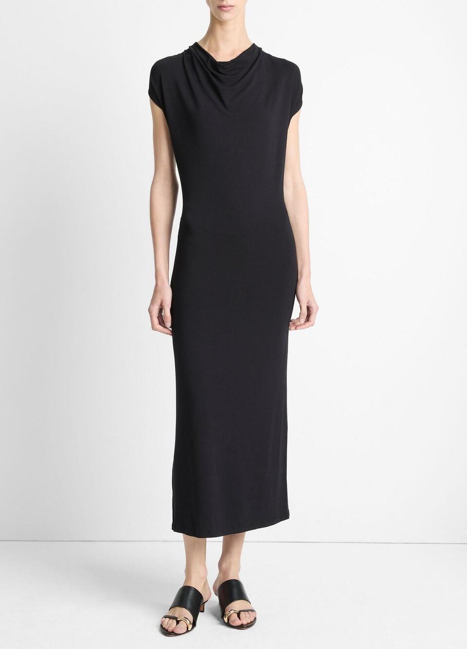 Vince. Jersey Draped Cowl-Neck Dress NWT Size Large Minimalism Chic Classic